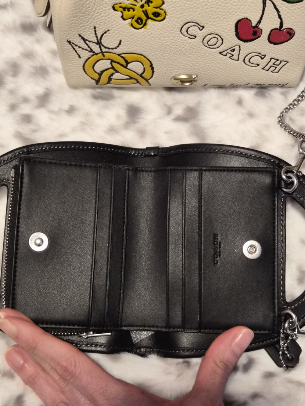 Coach Glovetanned Top Handle Card Case Coin Wallet Chain Crossbody CT879 NWOT